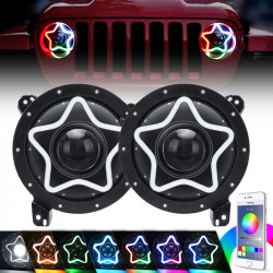 star style 9 inch rgb led headlights with amber turn signals for 2018-later jeep wrangler jl and gladiator jt