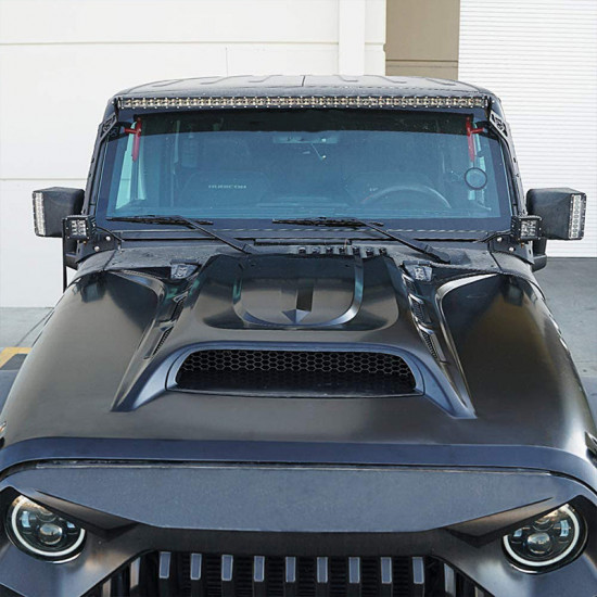 usa only piranha series hood with functional air vents for 2007-2018 jeep wrangler jk