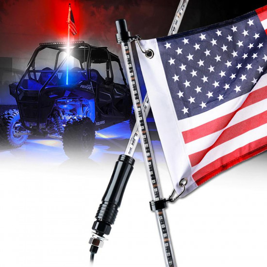 5ft single 7 color led flag pole safety antenna whip lights