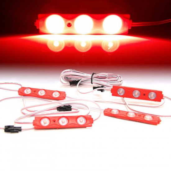 red 8 led rock light pods truck bed lighting kit w/ switch