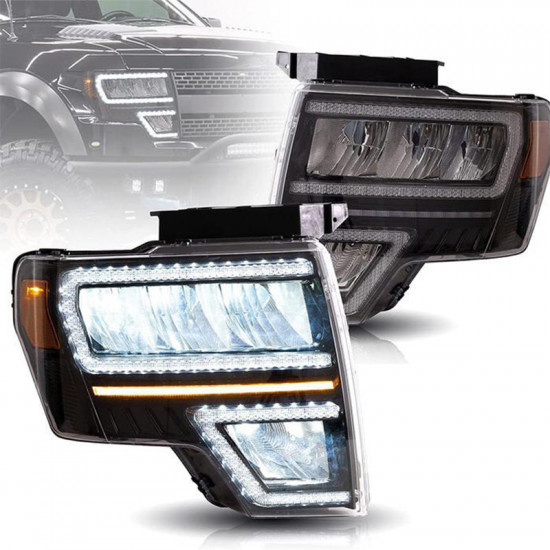 reflective bowl led headlights with drl for ford f150 pickup 2009,2010,2011,2012,2013,2014