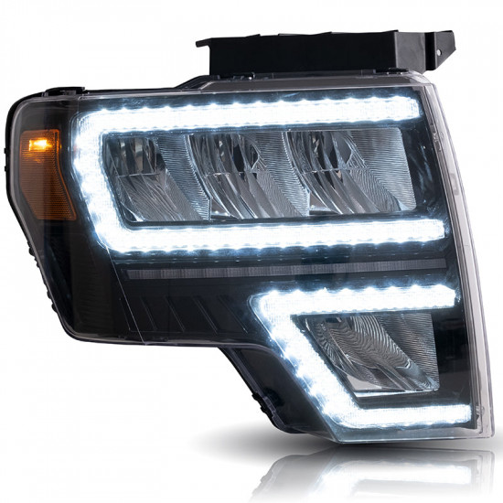 reflective bowl led headlights with drl for ford f150 pickup 2009,2010,2011,2012,2013,2014