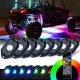 8 pcs rgb led rock lights wireless bluetooth music flashing multi color