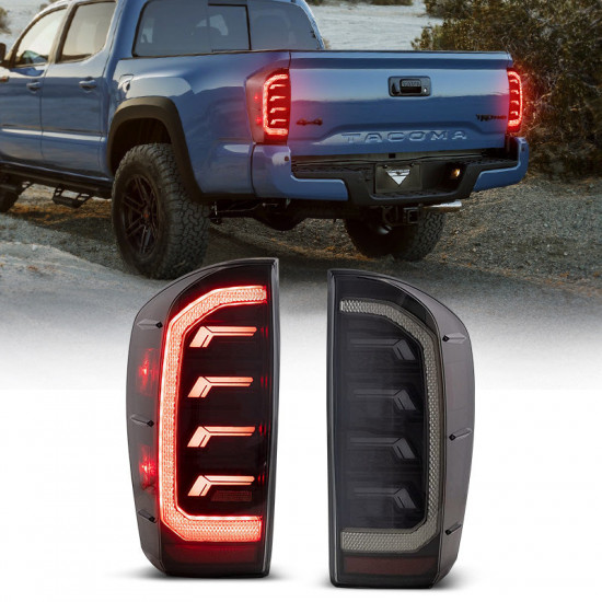 roxmad led e style smoke tail lights compatible with 2016-later toyota tacoma