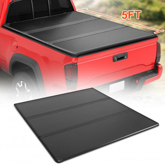 roxmad 5ft hard fording tri-fold foldable tonneau cover bed cover for toyota tacoma