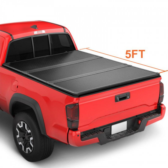 roxmad 5ft hard fording tri-fold foldable tonneau cover bed cover for toyota tacoma