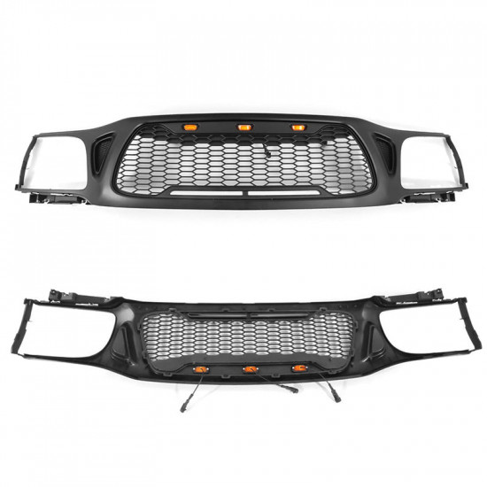 honeycomb front grill with 3 led lights for 2001-2004 toyota tacoma