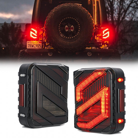 s-shape full led tail lights assembly for 2007-2018 jeep wrangler jk