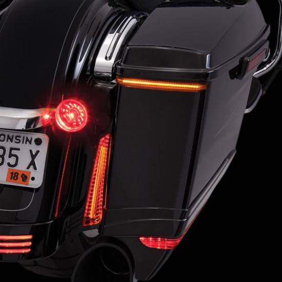 saddle bag led tail lights with sequential amber turn signal lights for harley