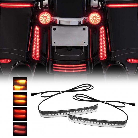 saddle bag led tail lights with sequential amber turn signal lights for harley