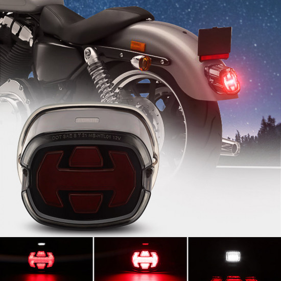 smoked rear led brake tail light upgrade with running lights & license plate lights for harley davidson