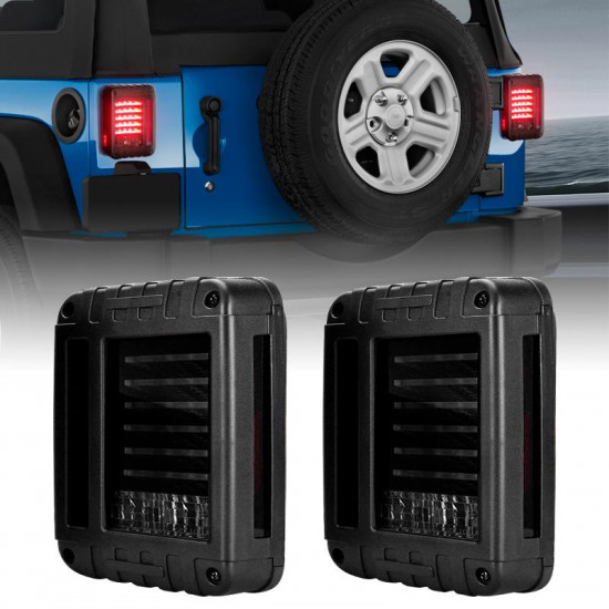 smoked rugged led tail lights for 2007 - 2018 jeep wrangler jk jku