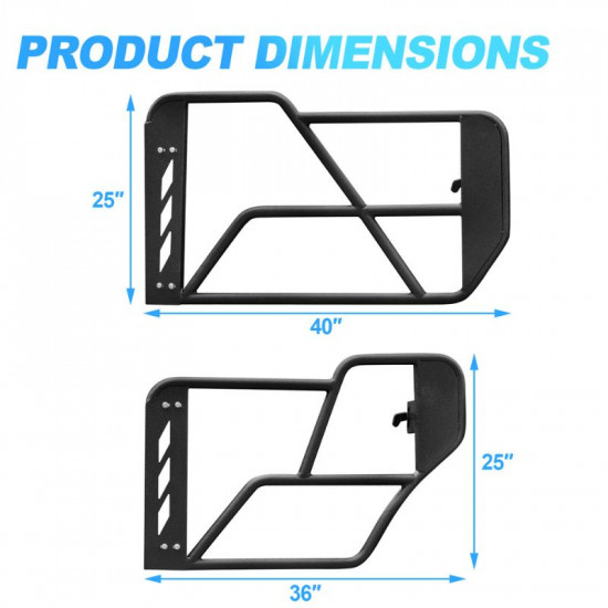 beast style bronco tube doors half doors with side view mirror for 2021-2023 ford bronco 4 doors