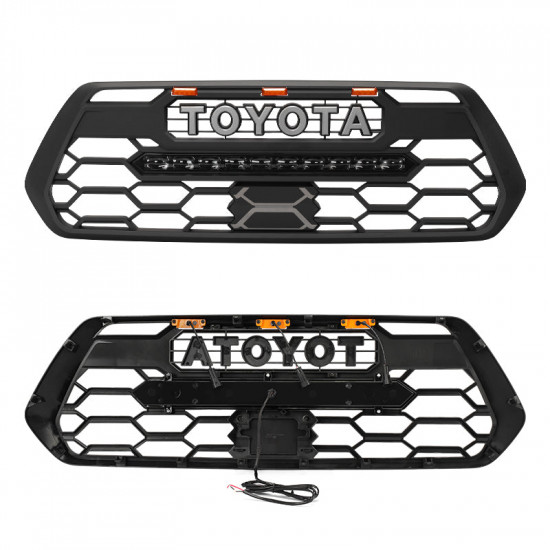 roxmad trd pro style grill with led light bar for 2016-later toyota tacoma