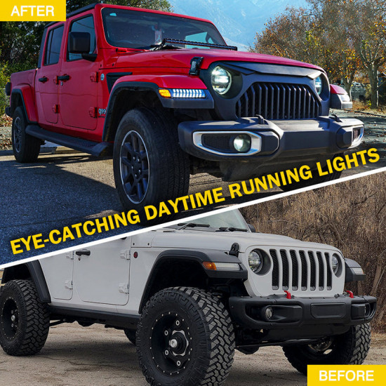 turn signal & daytime running light for 2018-later jeep wrangler jl/jlu gladiator jt