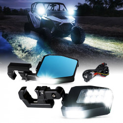 utv side mirrors with led spotlight & puddle mirror lights for 1.5