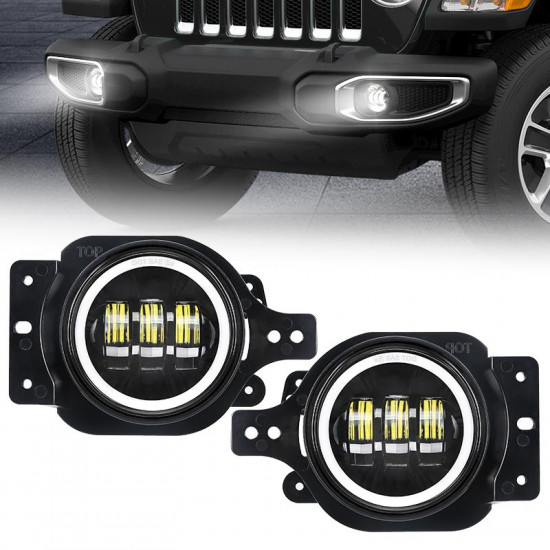 warrior style 9" led halo headlights & halo fog lights for 2018-later jeep wrangler jl & gladiator jt combos