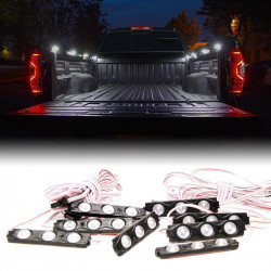 white 8 led rock light pods truck bed lighting kit w/ switch