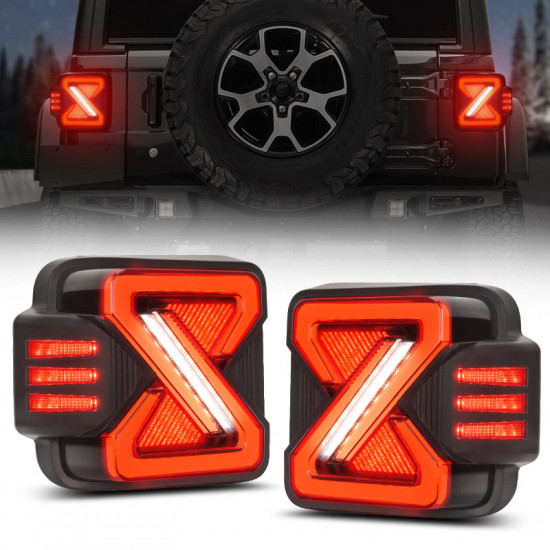 z-shape led tail lights assembly with dynamic animation for 2018-later jeep wrangler jl